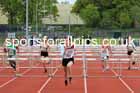 Girls Under-13s 70 metres hurdles, 2023 North Eastern Track and Field Champs., Middlesbrough Sports Village, Middlesbrough. Photo: David T. Hewitson/Sports for All Pics